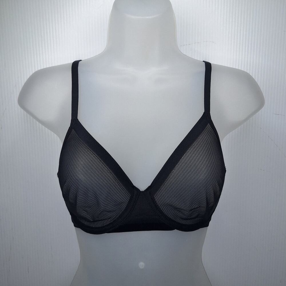 Natori Scope Seamless Underwire Bra Black 30D Sheer Mesh NEW Comfort $56